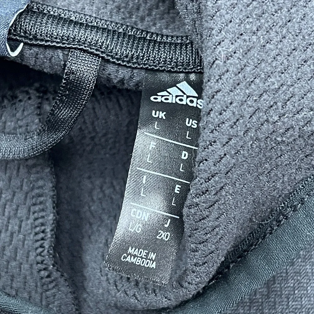 Adidas Hoodie Men Large Black Sweatshirt Sweater Performance Active Pull Over PP